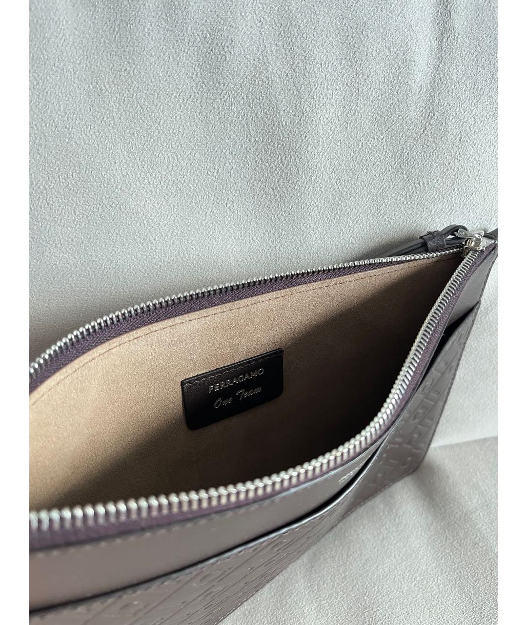 FERRAGAMO Коричневая кожаная барсетка, фото 4