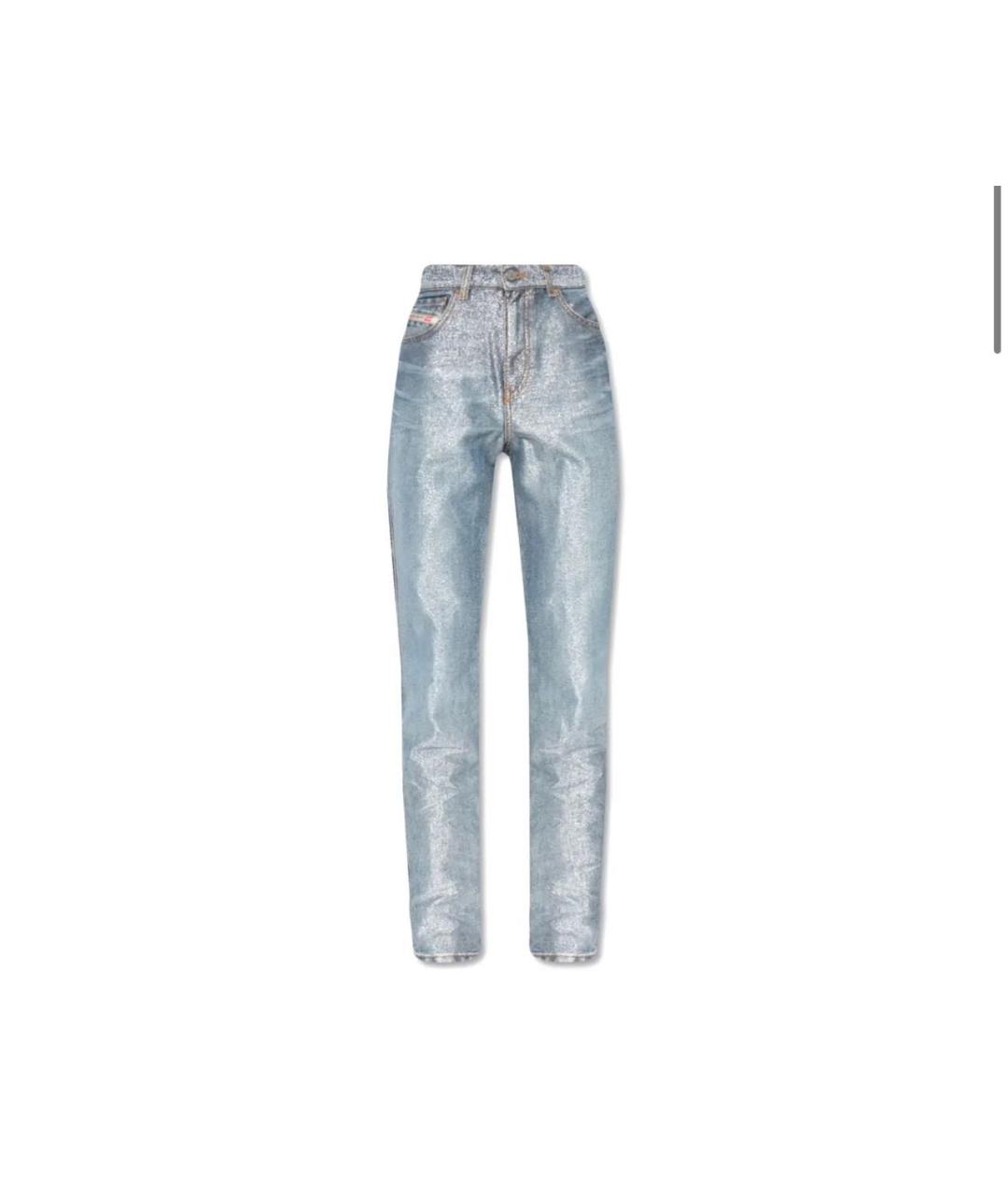 DIESEL Серебряные хлопковые прямые джинсы, фото 5