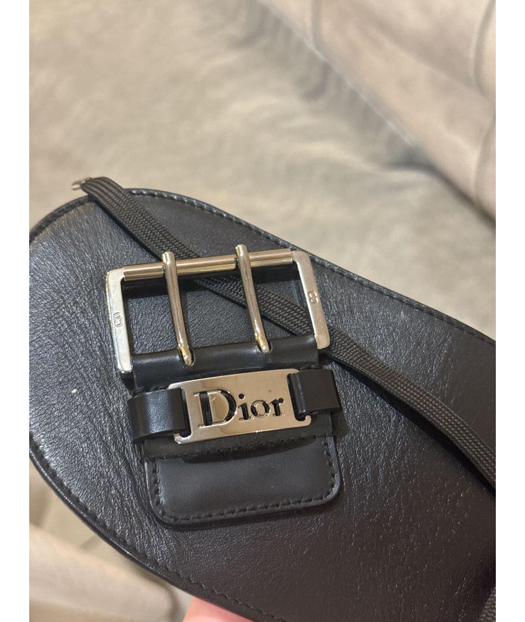 CHRISTIAN DIOR Черный кожаный ремень, фото 5