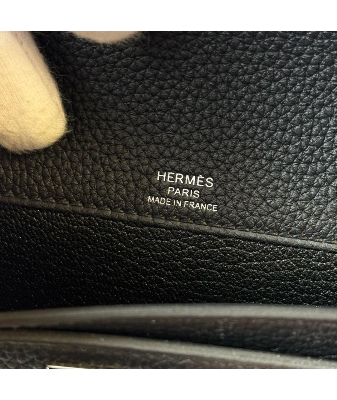 HERMES Черная кожаная барсетка, фото 7