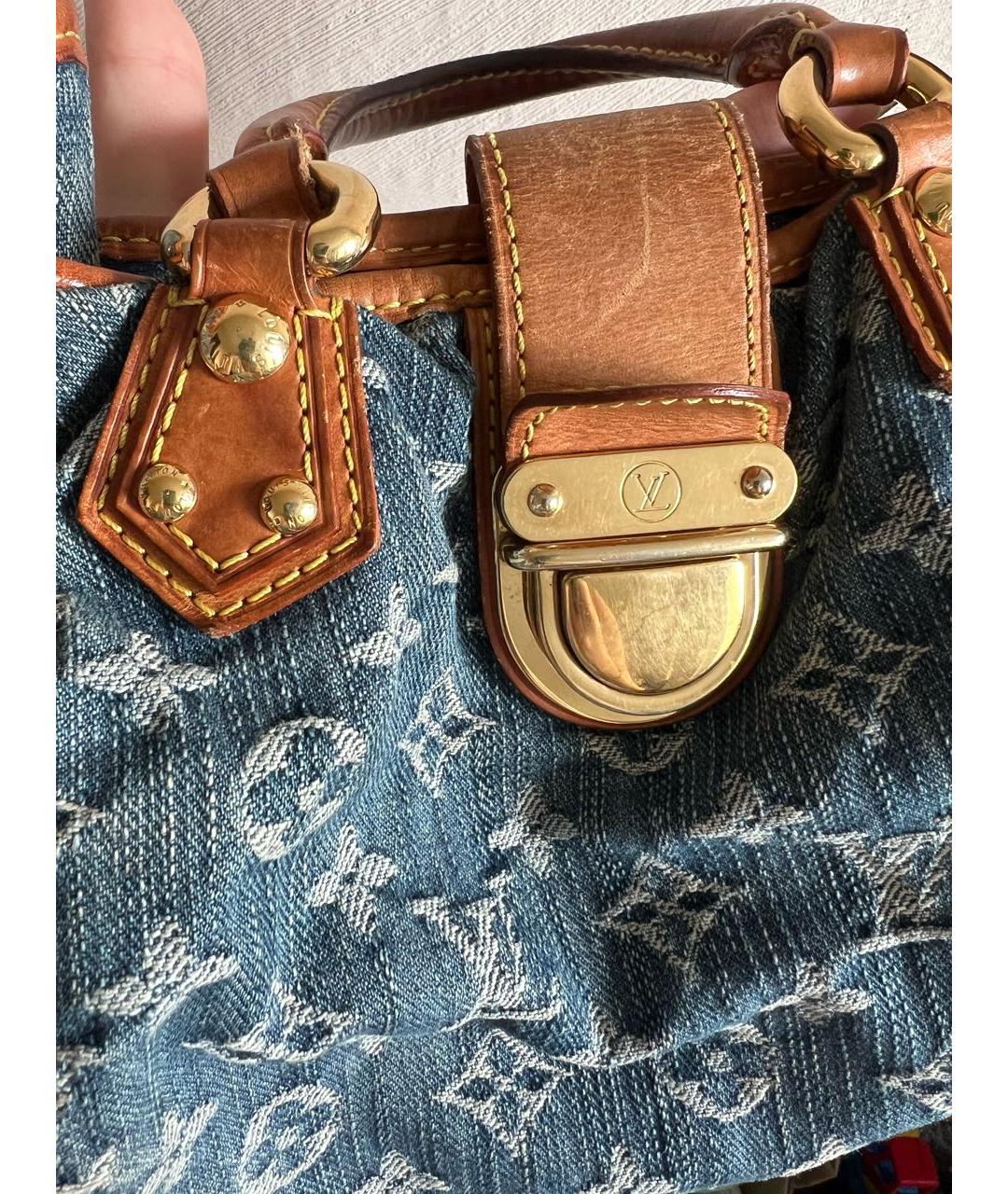 LOUIS VUITTON Синяя деним сумка с короткими ручками, фото 6