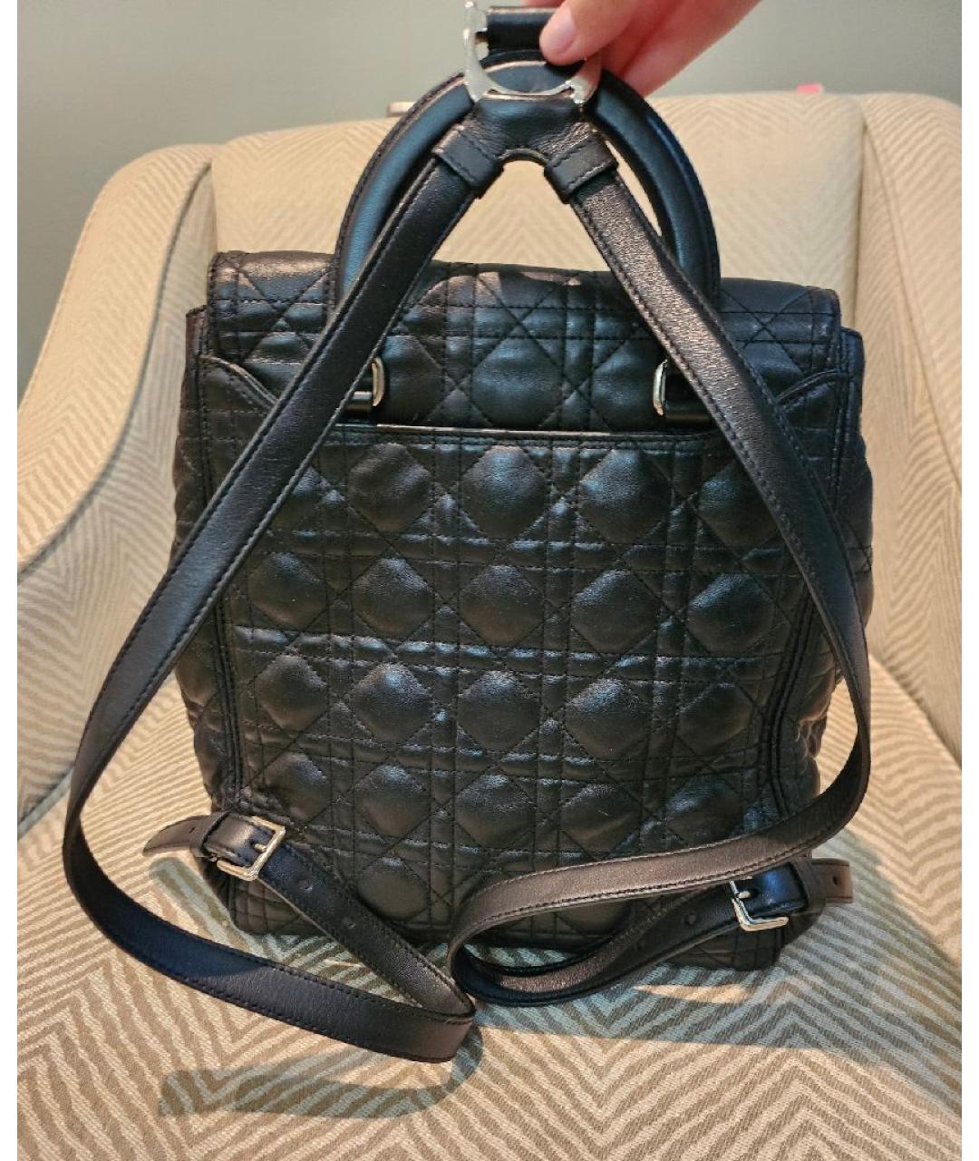 CHRISTIAN DIOR Черный кожаный рюкзак, фото 3