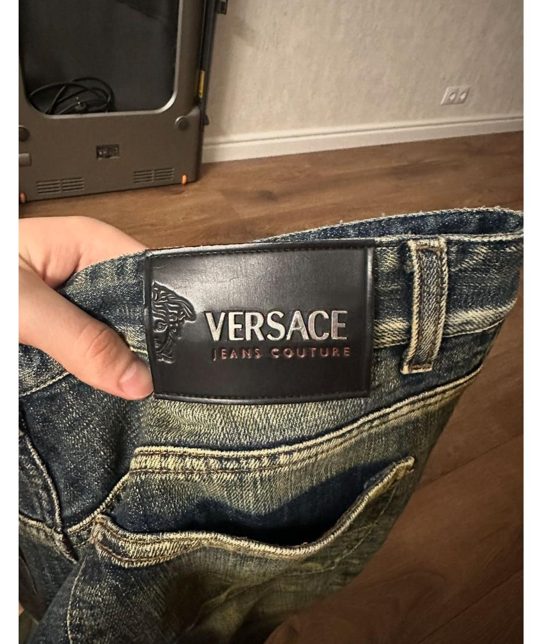 VERSACE JEANS COUTURE Синие хлопковые прямые джинсы, фото 4