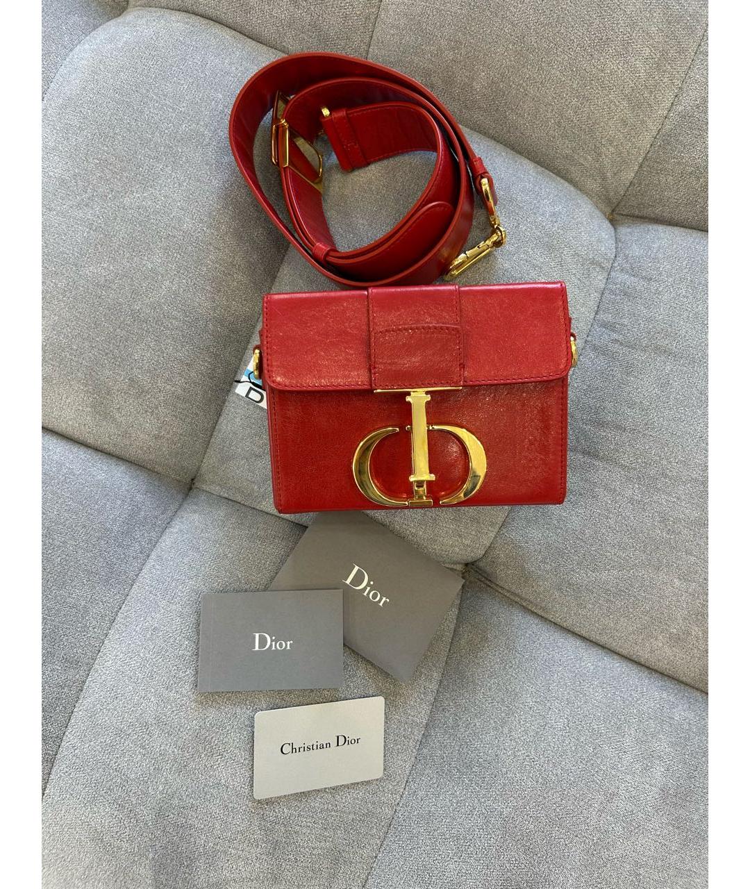 CHRISTIAN DIOR Красная кожаная поясная сумка, фото 3