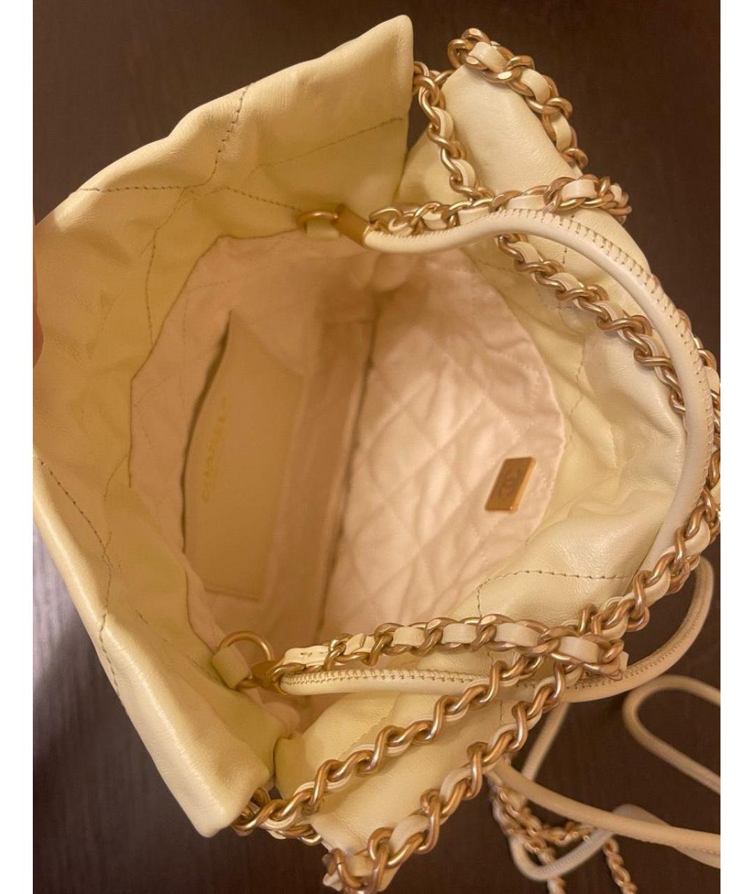 CHANEL Желтая кожаная сумка через плечо, фото 4