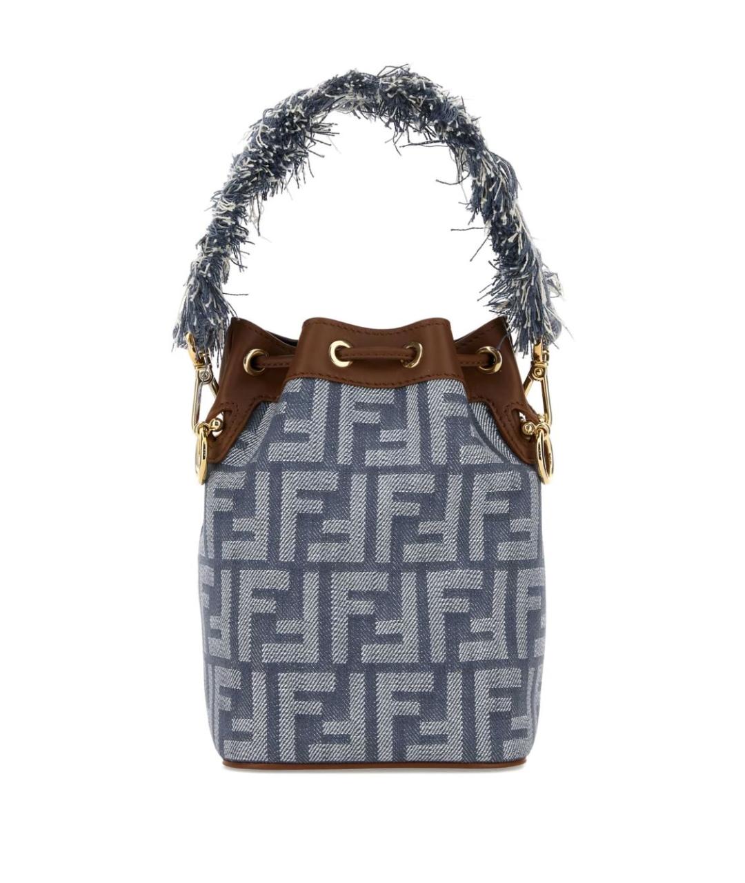 FENDI Голубая тканевая сумка тоут, фото 3