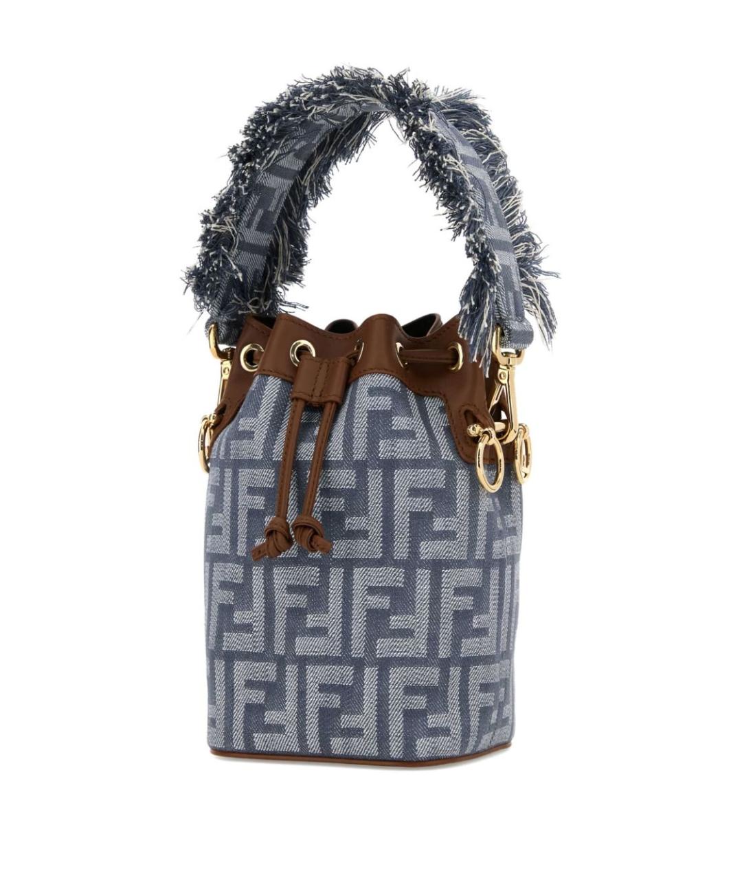 FENDI Голубая тканевая сумка тоут, фото 2