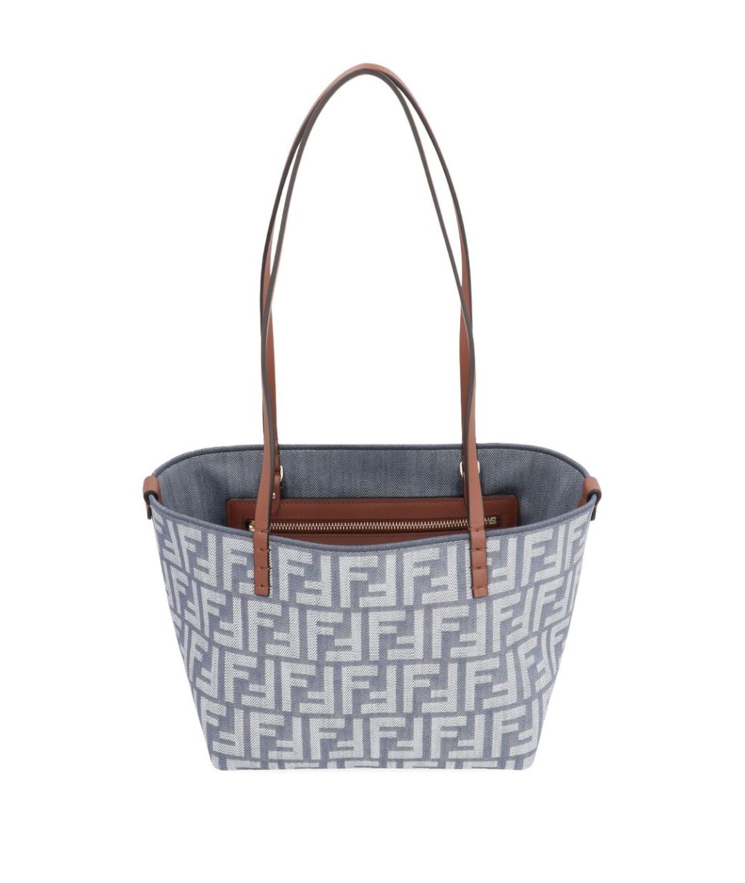 FENDI Голубая тканевая сумка тоут, фото 4