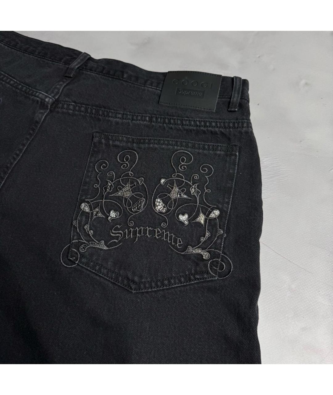 SUPREME Антрацитовые хлопковые джинсы, фото 4