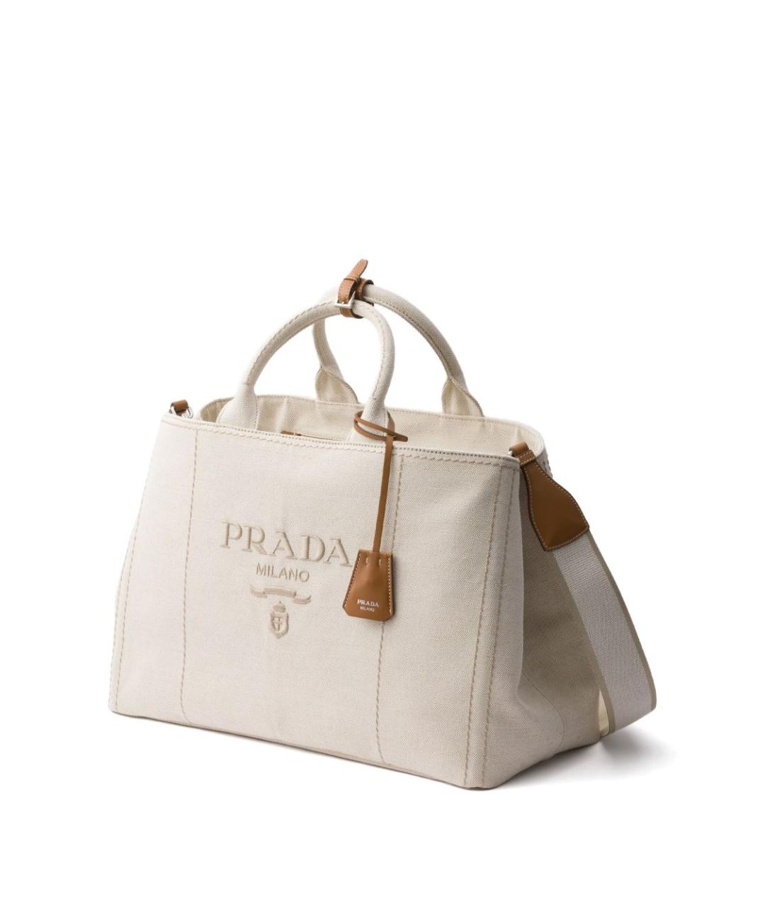 PRADA Бежевая тканевая сумка тоут, фото 4