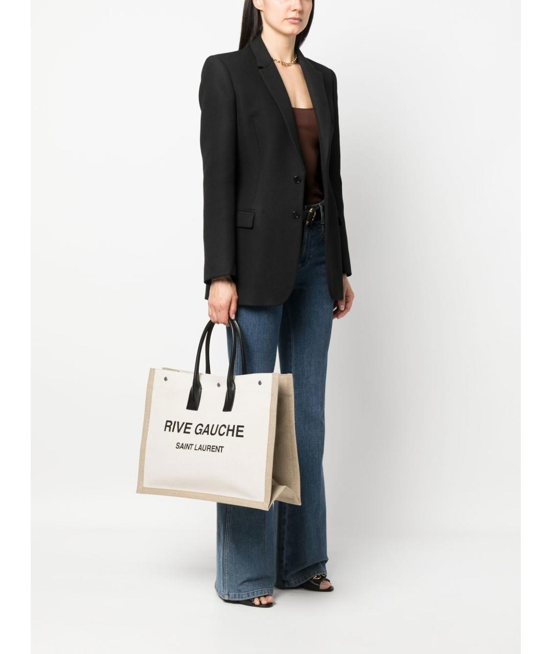 SAINT LAURENT Бежевая сумка тоут, фото 2
