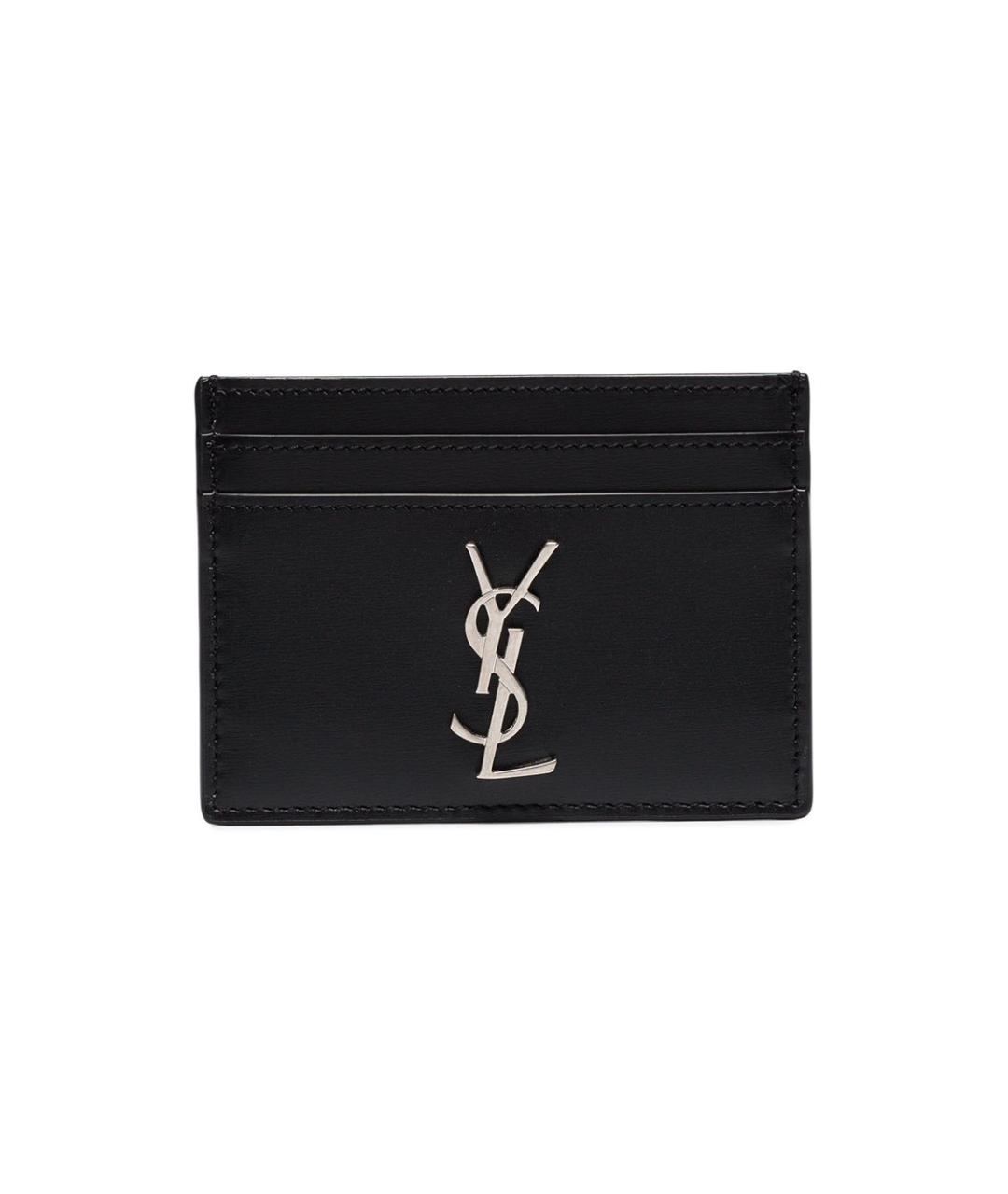 SAINT LAURENT Черный кожаный кардхолдер, фото 1