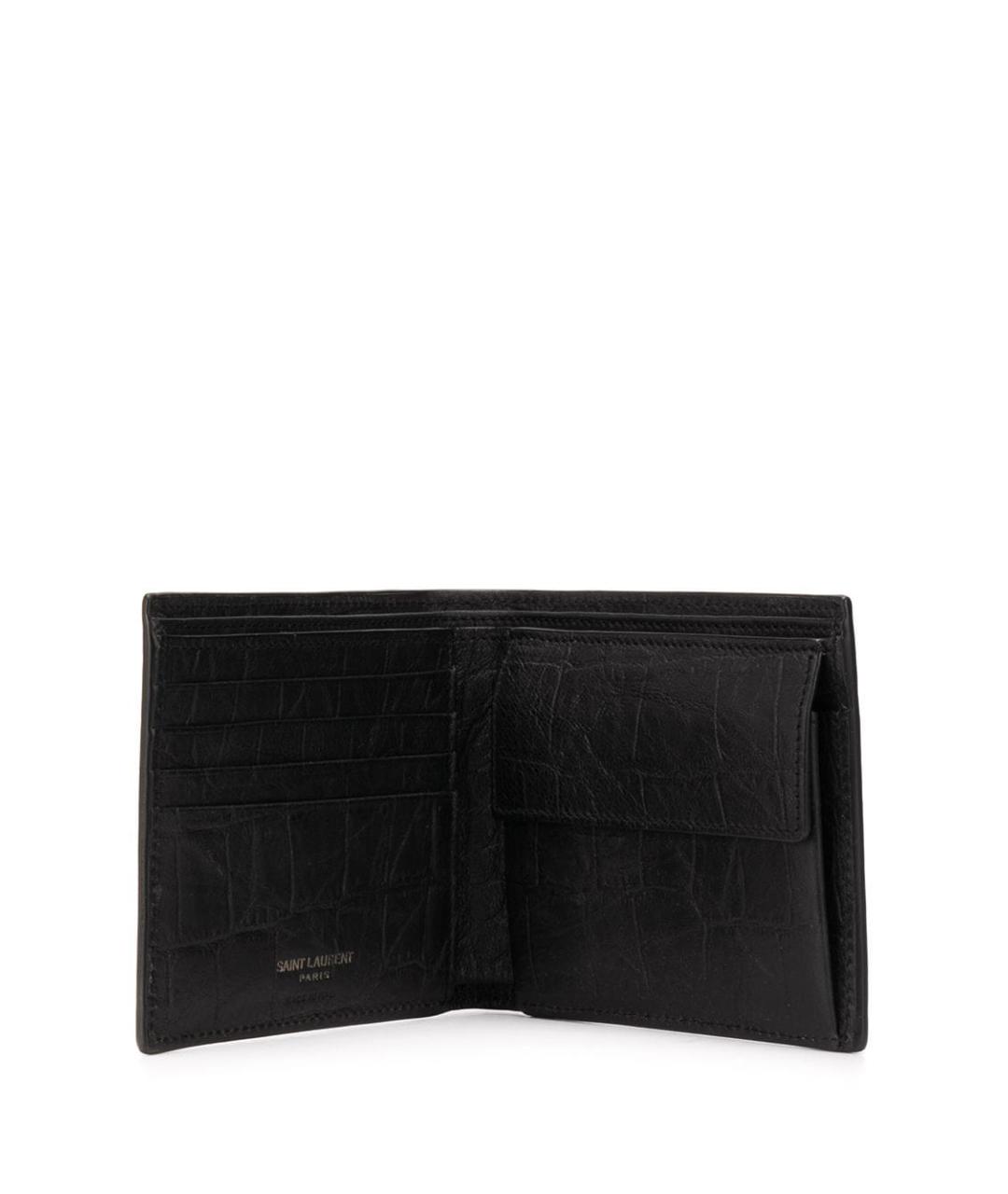 SAINT LAURENT Черный кожаный кошелек, фото 3