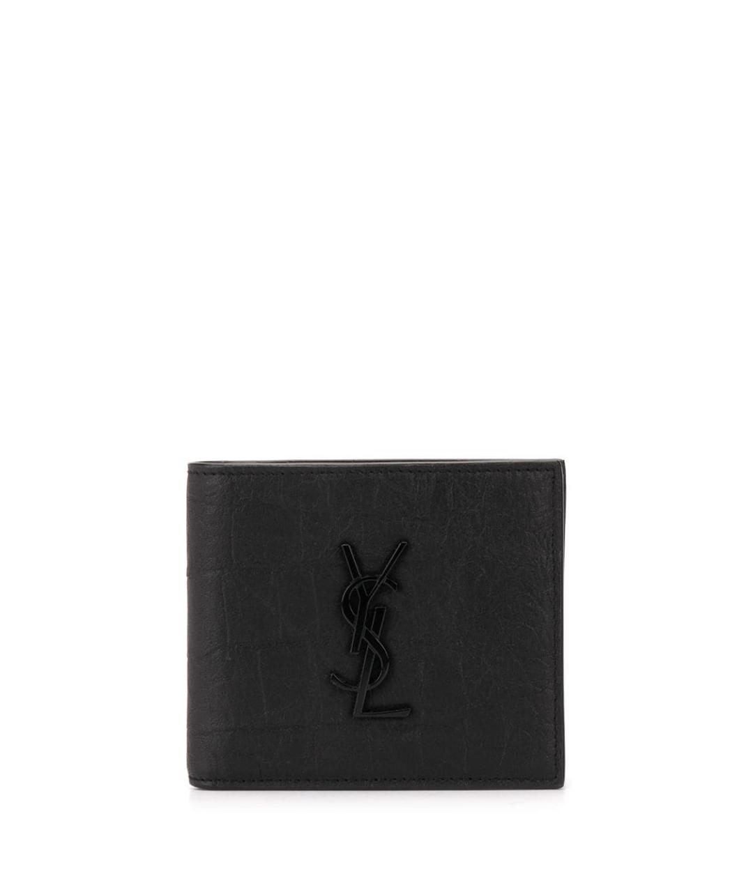 SAINT LAURENT Черный кожаный кошелек, фото 1
