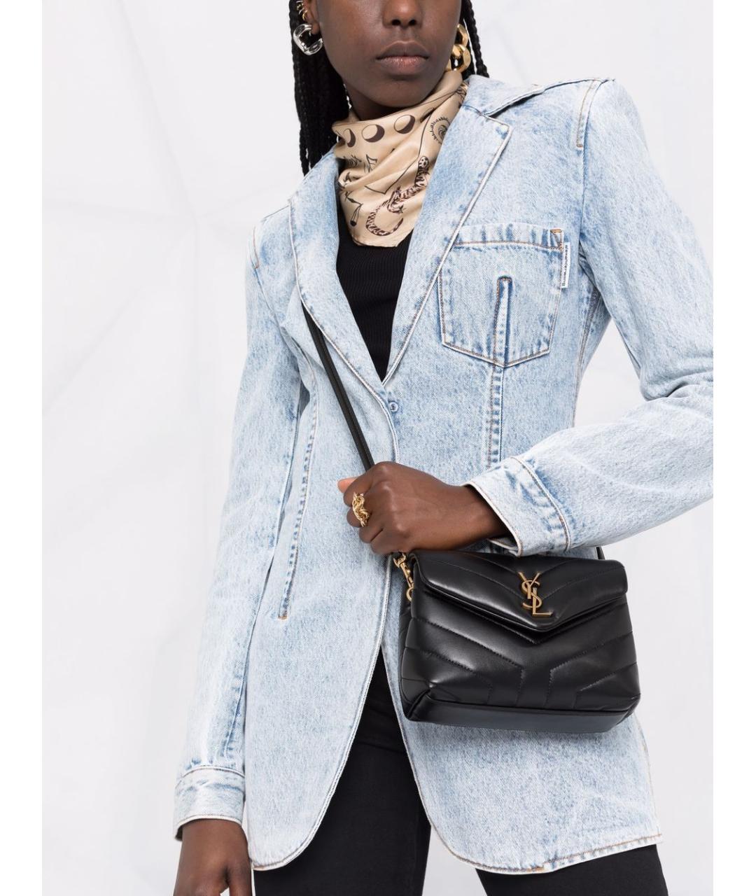 SAINT LAURENT Черная кожаная сумка через плечо, фото 3