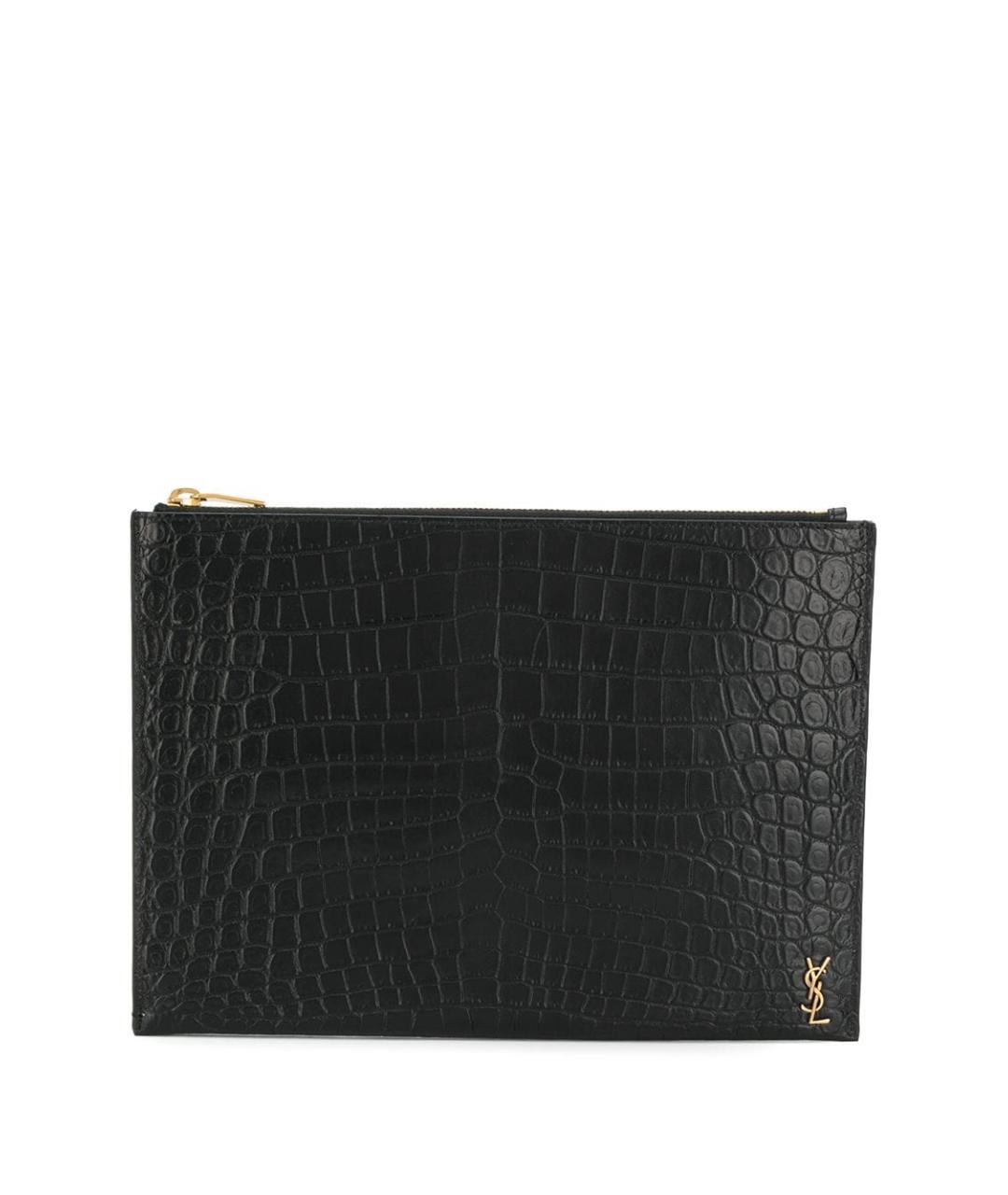 SAINT LAURENT Черная кожаная барсетка, фото 1