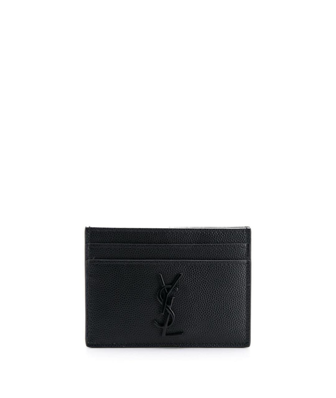 SAINT LAURENT Черный кожаный кардхолдер, фото 1