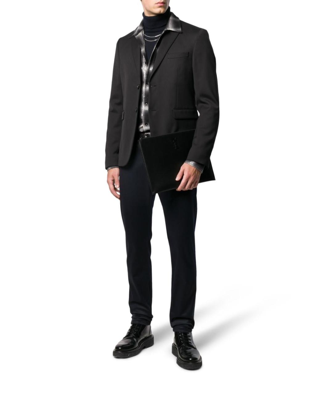 SAINT LAURENT Черная кожаная барсетка, фото 2