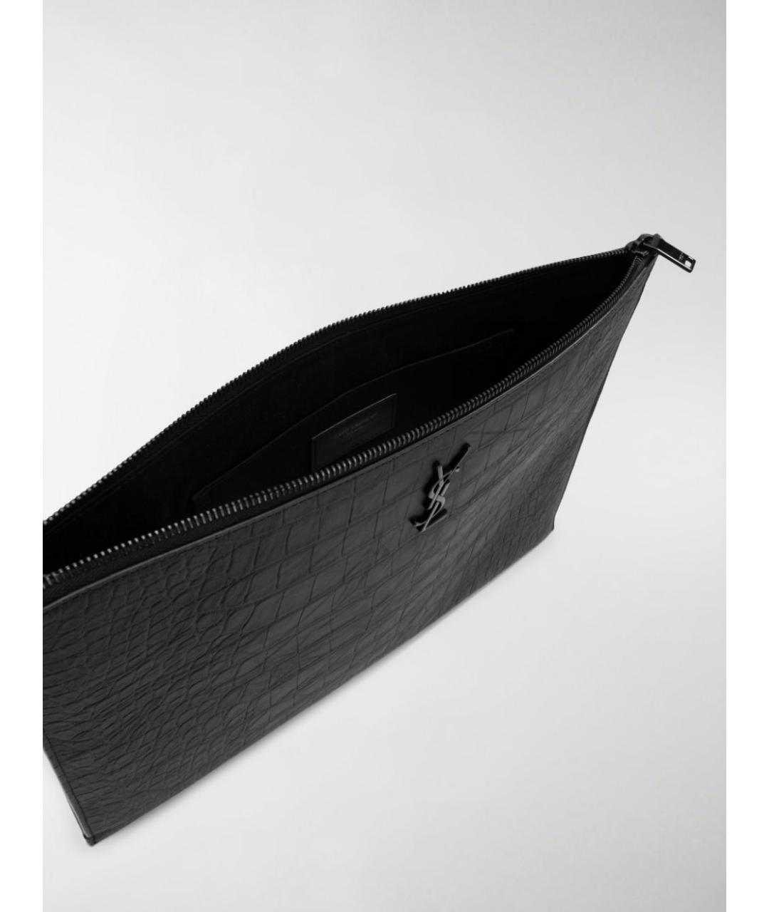 SAINT LAURENT Черная кожаная барсетка, фото 5