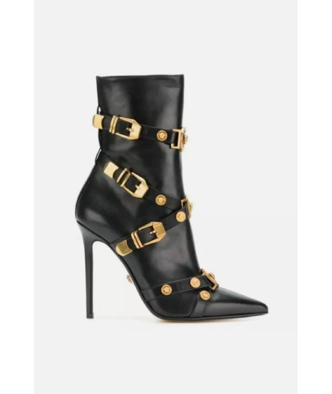 VERSACE Черные кожаные ботильоны, фото 10