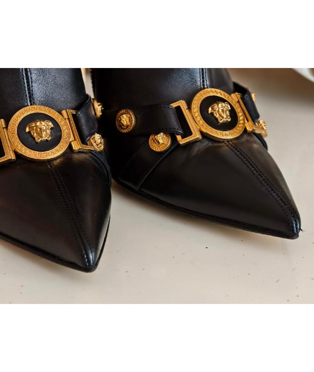 VERSACE Черные кожаные ботильоны, фото 9