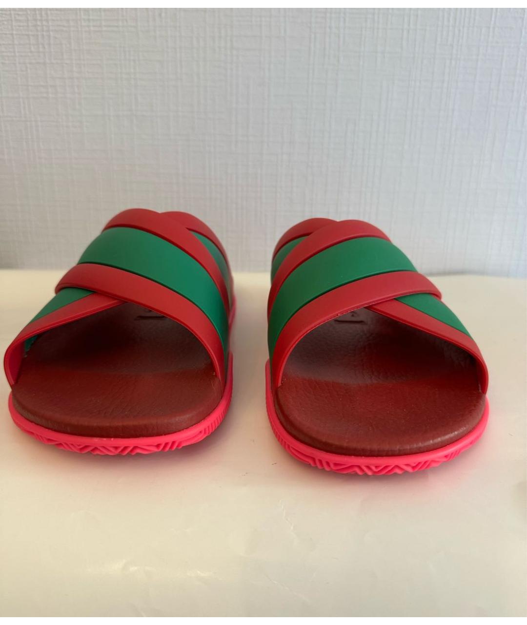 GUCCI Красные резиновые шлепанцы, фото 2