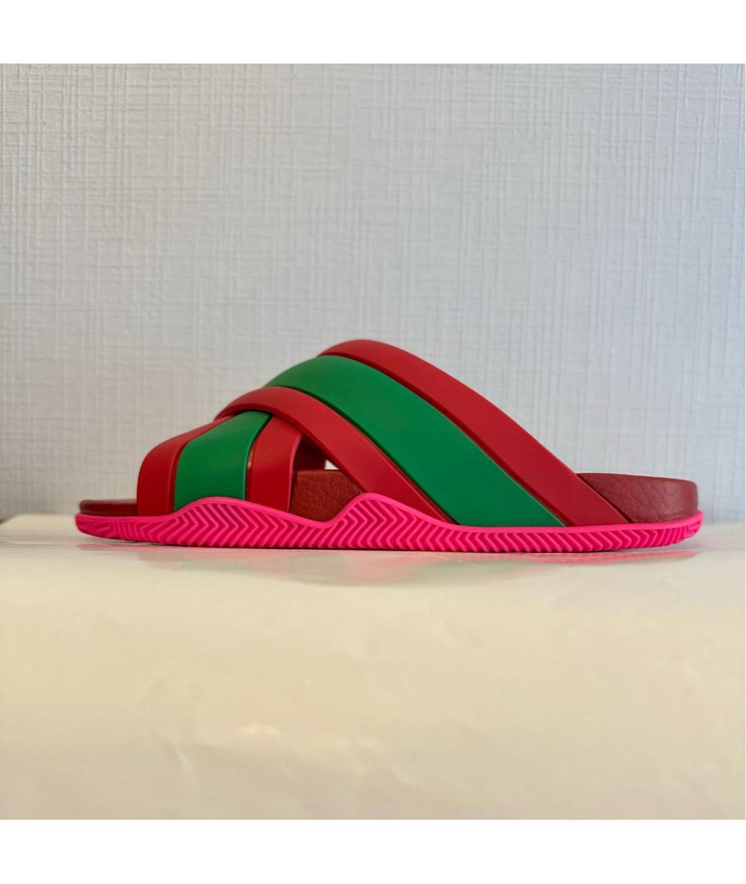 GUCCI Красные резиновые шлепанцы, фото 9