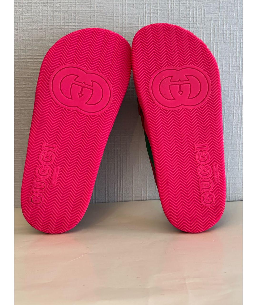 GUCCI Красные резиновые шлепанцы, фото 7