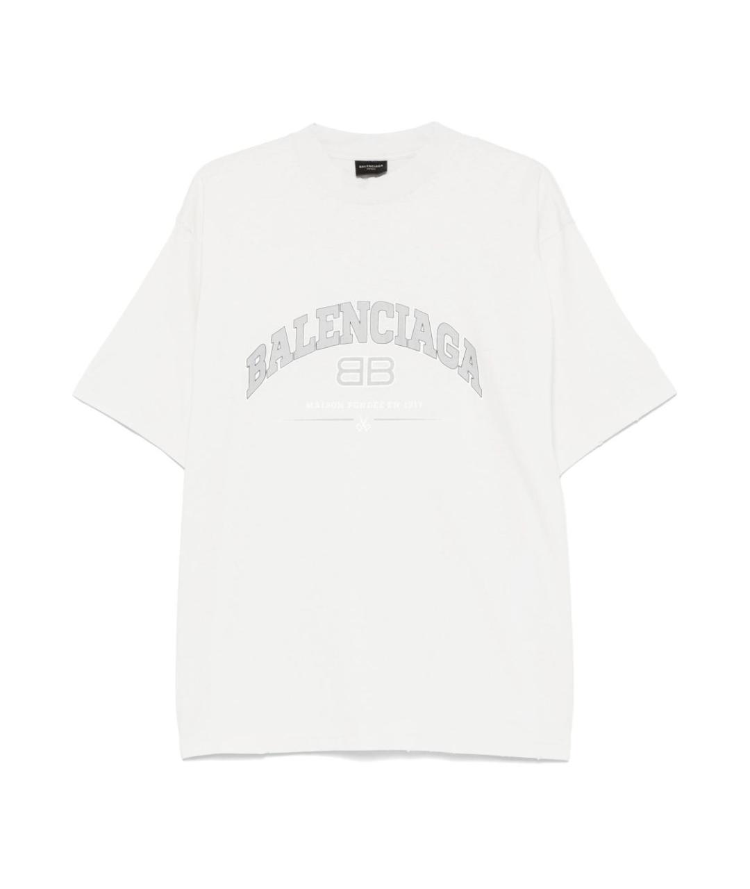 BALENCIAGA Белая хлопковая футболка, фото 1
