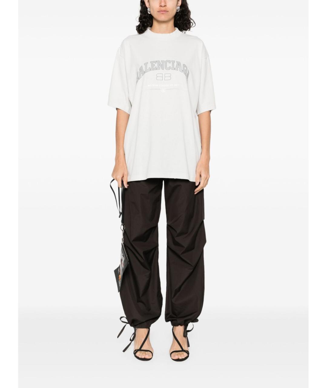 BALENCIAGA Белая хлопковая футболка, фото 4