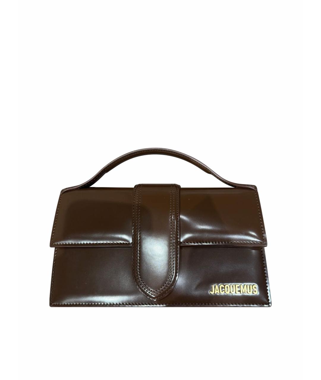 JACQUEMUS Коричневая сумка через плечо из лакированной кожи, фото 1
