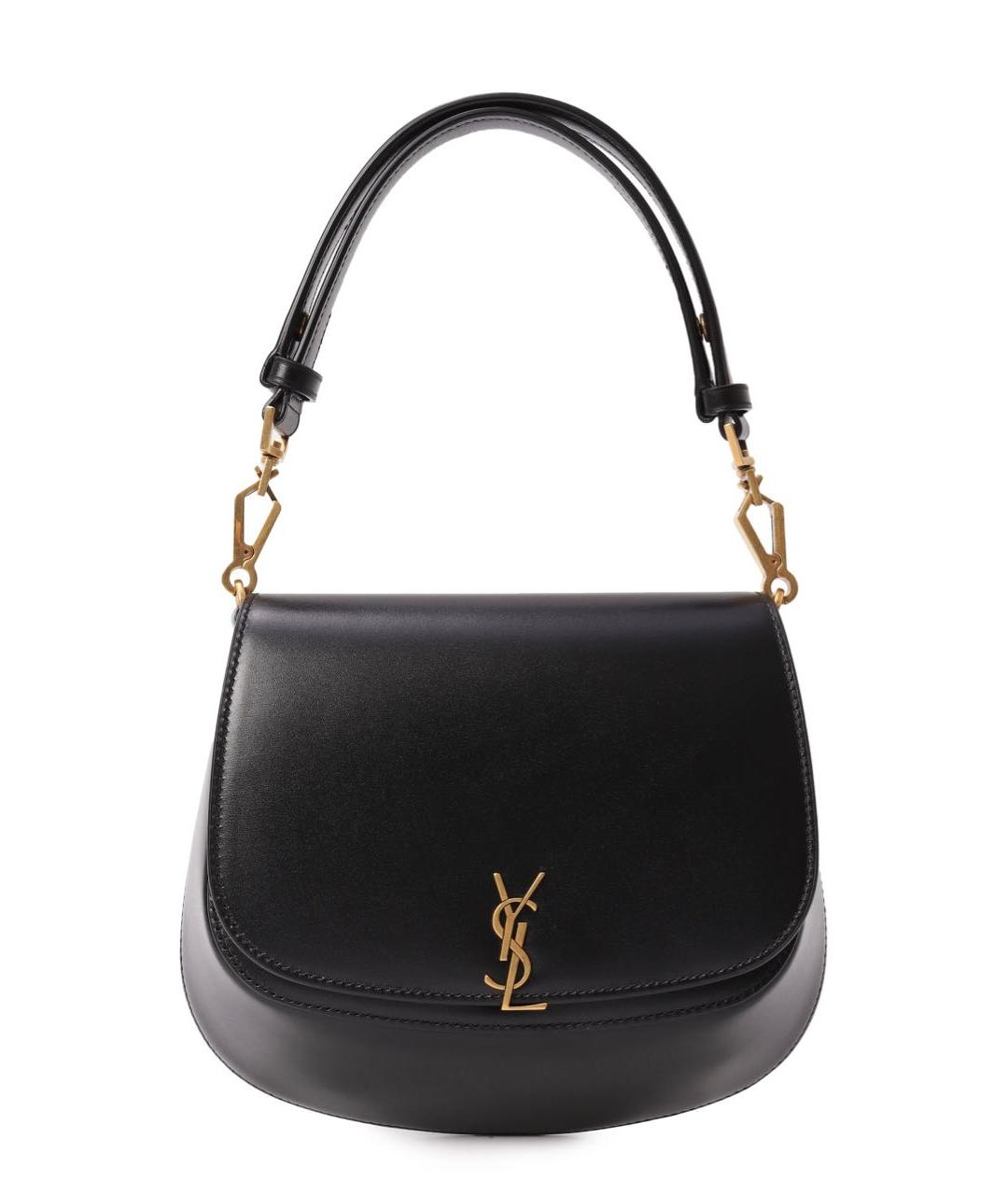 SAINT LAURENT Черная кожаная сумка с короткими ручками, фото 1