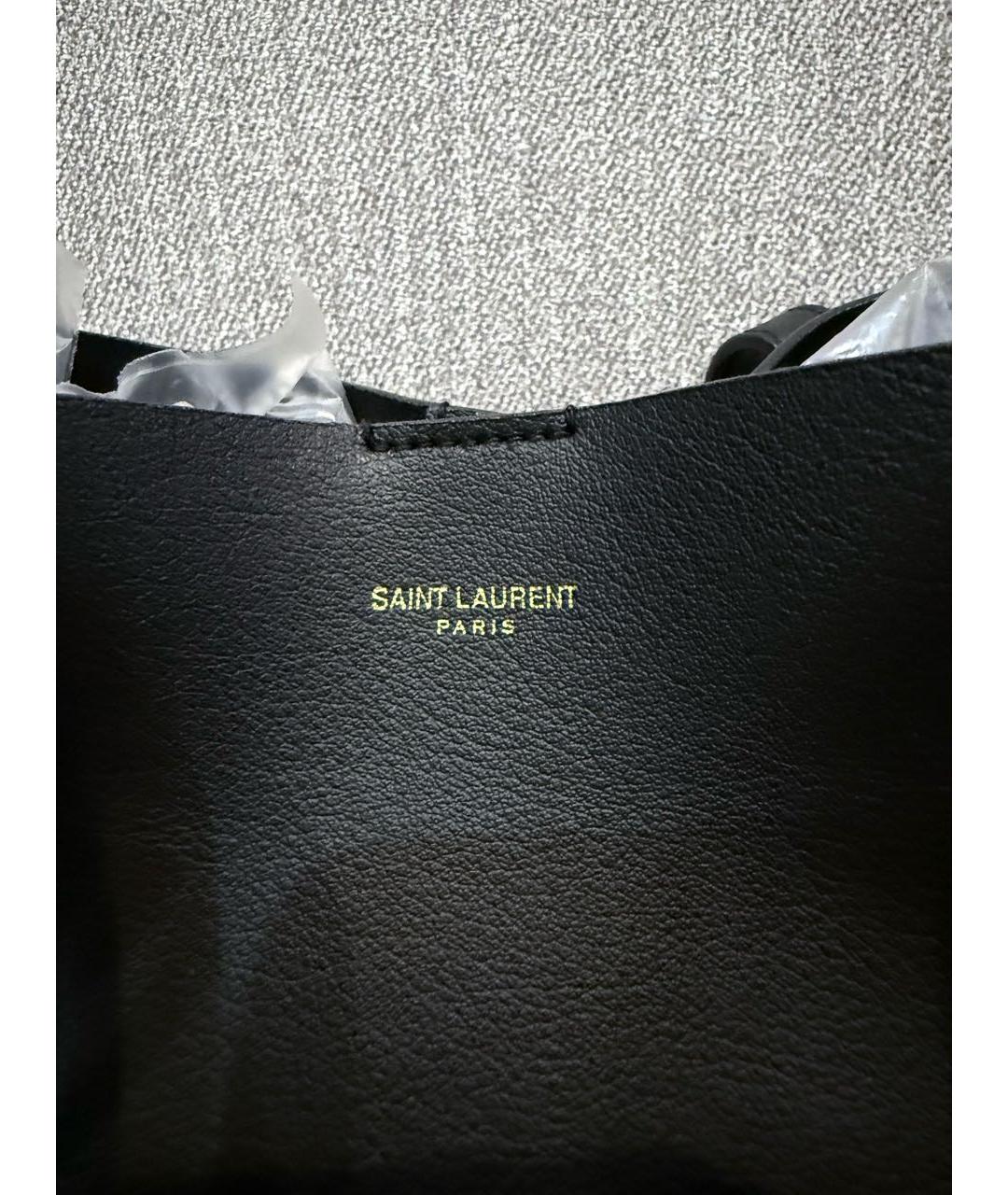 SAINT LAURENT Черная кожаная сумка тоут, фото 4