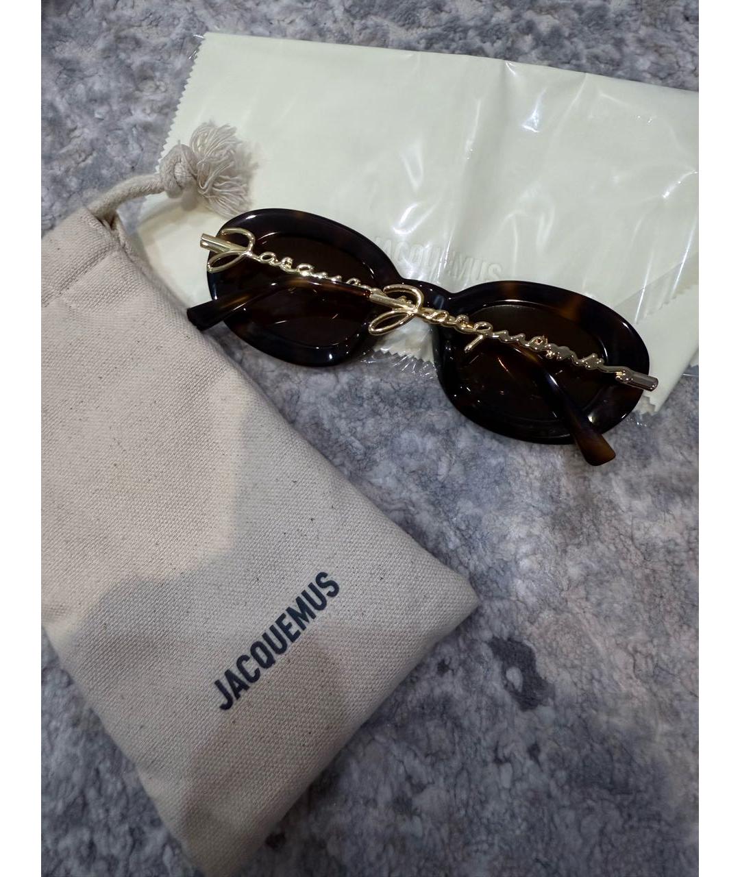 JACQUEMUS Коричневые пластиковые солнцезащитные очки, фото 5