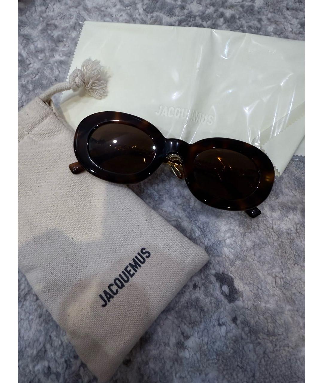 JACQUEMUS Коричневые пластиковые солнцезащитные очки, фото 4