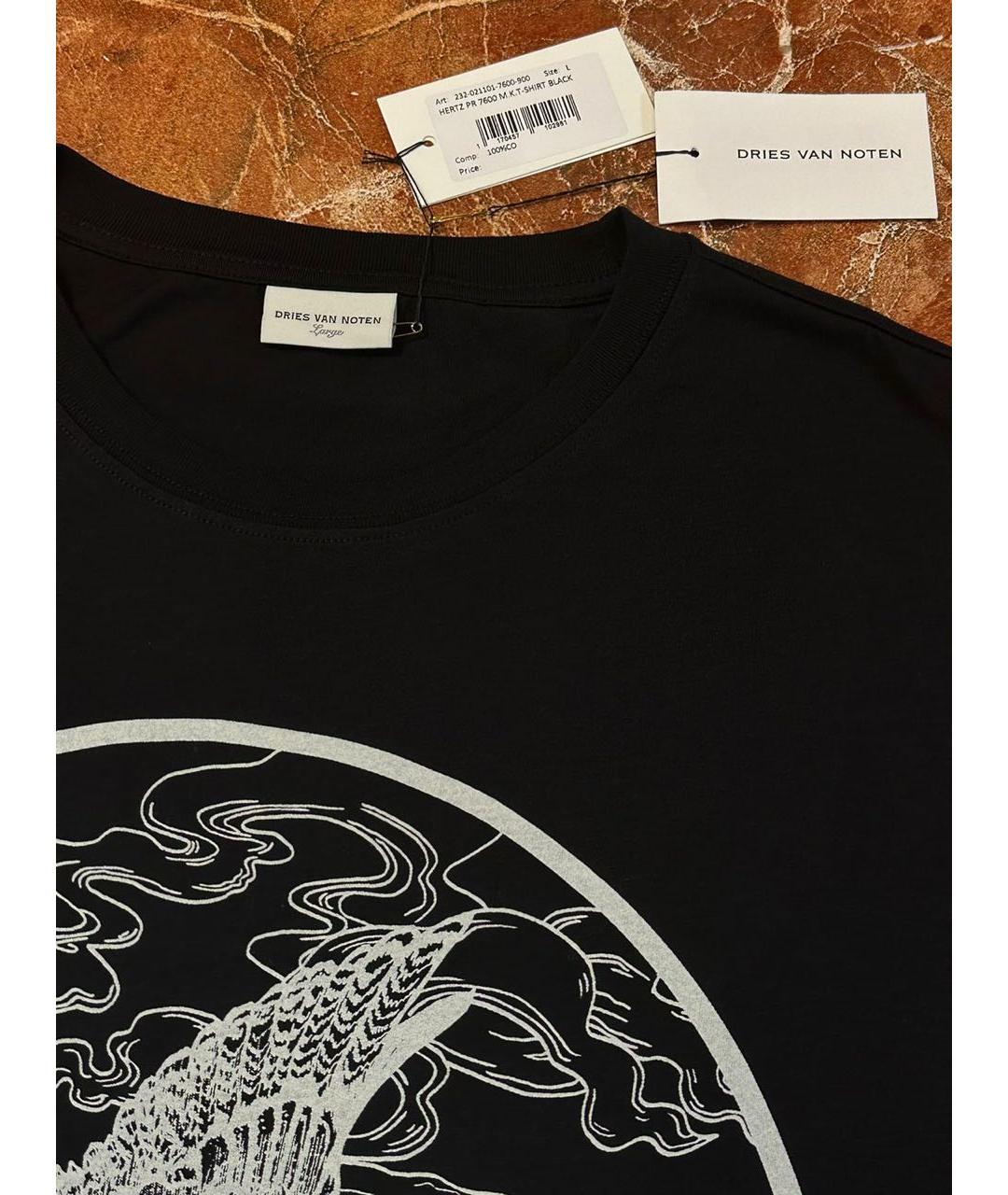 DRIES VAN NOTEN Черная хлопковая футболка, фото 5