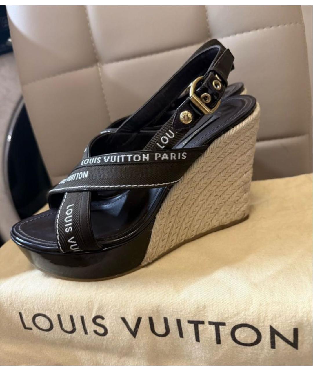 LOUIS VUITTON Коричневые кожаные босоножки, фото 3