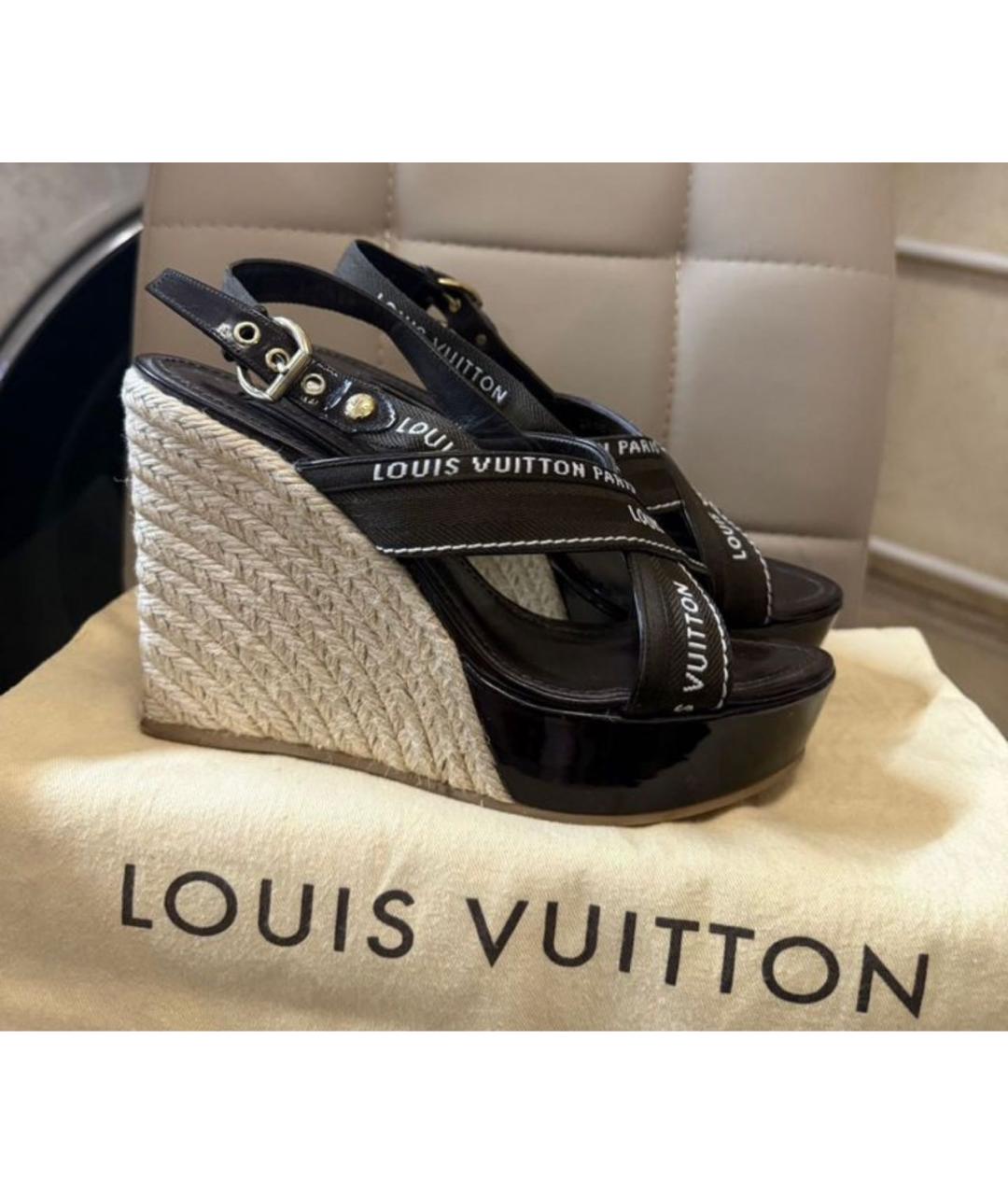 LOUIS VUITTON Коричневые кожаные босоножки, фото 5