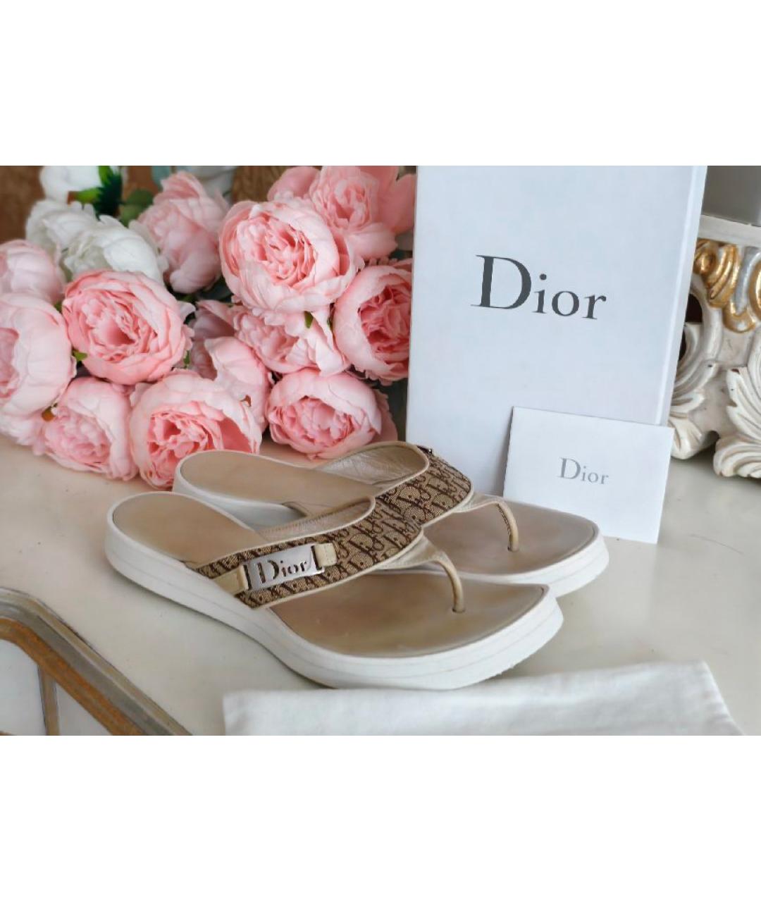 CHRISTIAN DIOR Бежевые шлепанцы, фото 3