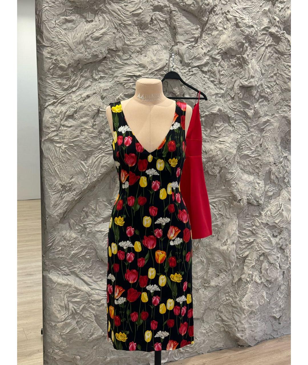 DOLCE&GABBANA Черное шелковое повседневное платье, фото 5