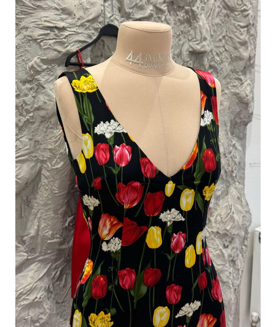 DOLCE&GABBANA Черное шелковое повседневное платье, фото 6