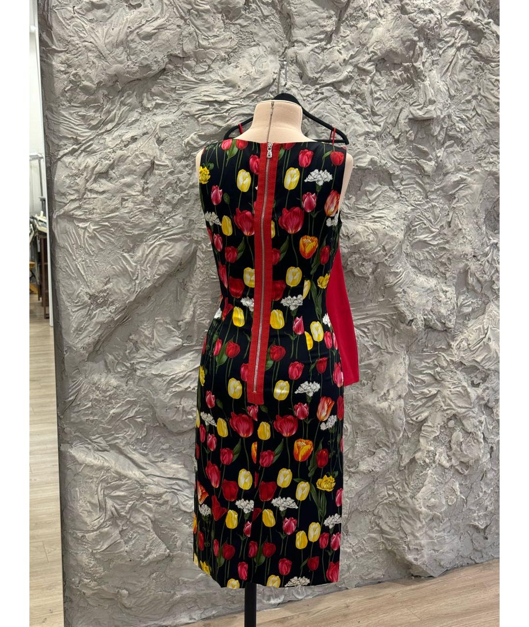 DOLCE&GABBANA Черное шелковое повседневное платье, фото 7