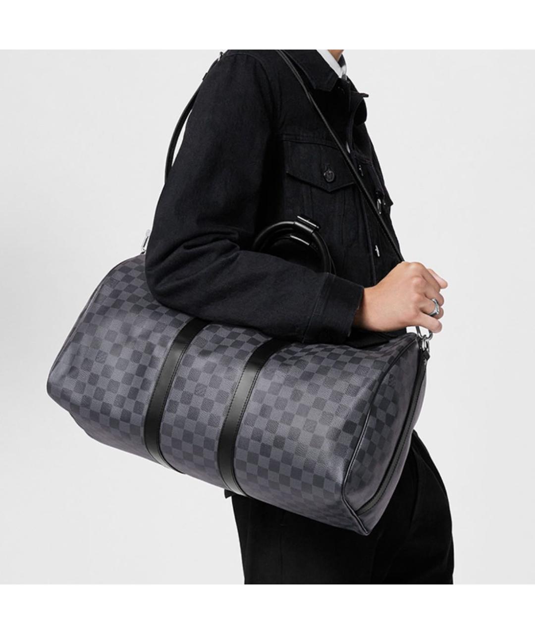 LOUIS VUITTON Антрацитовая дорожная/спортивная сумка, фото 8