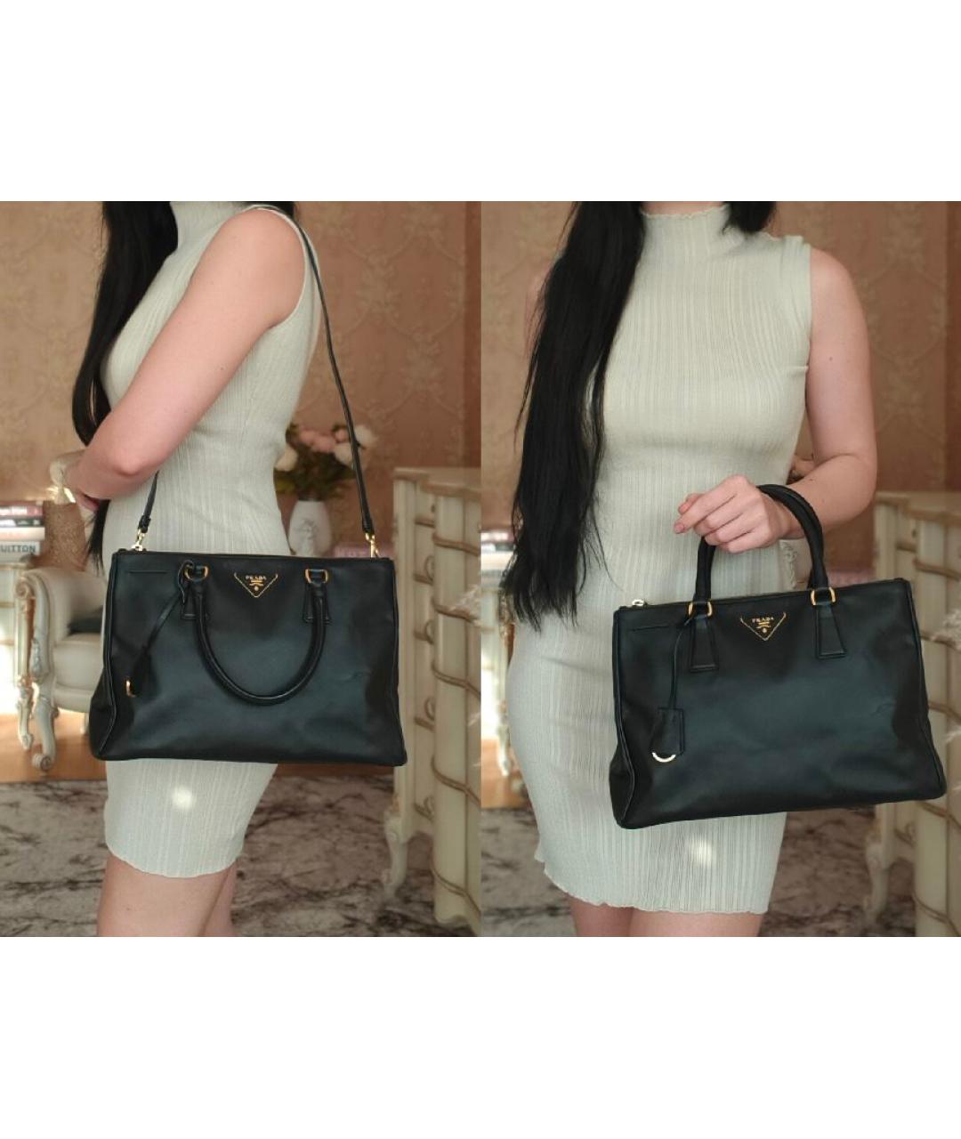 PRADA Черная кожаная сумка тоут, фото 4