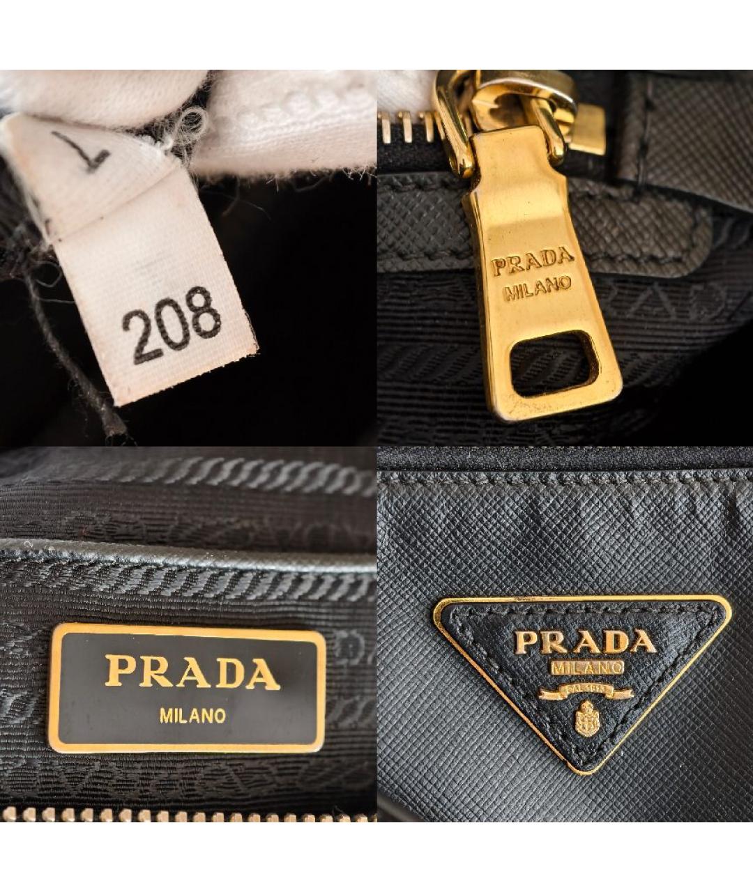 PRADA Черная кожаная сумка тоут, фото 5