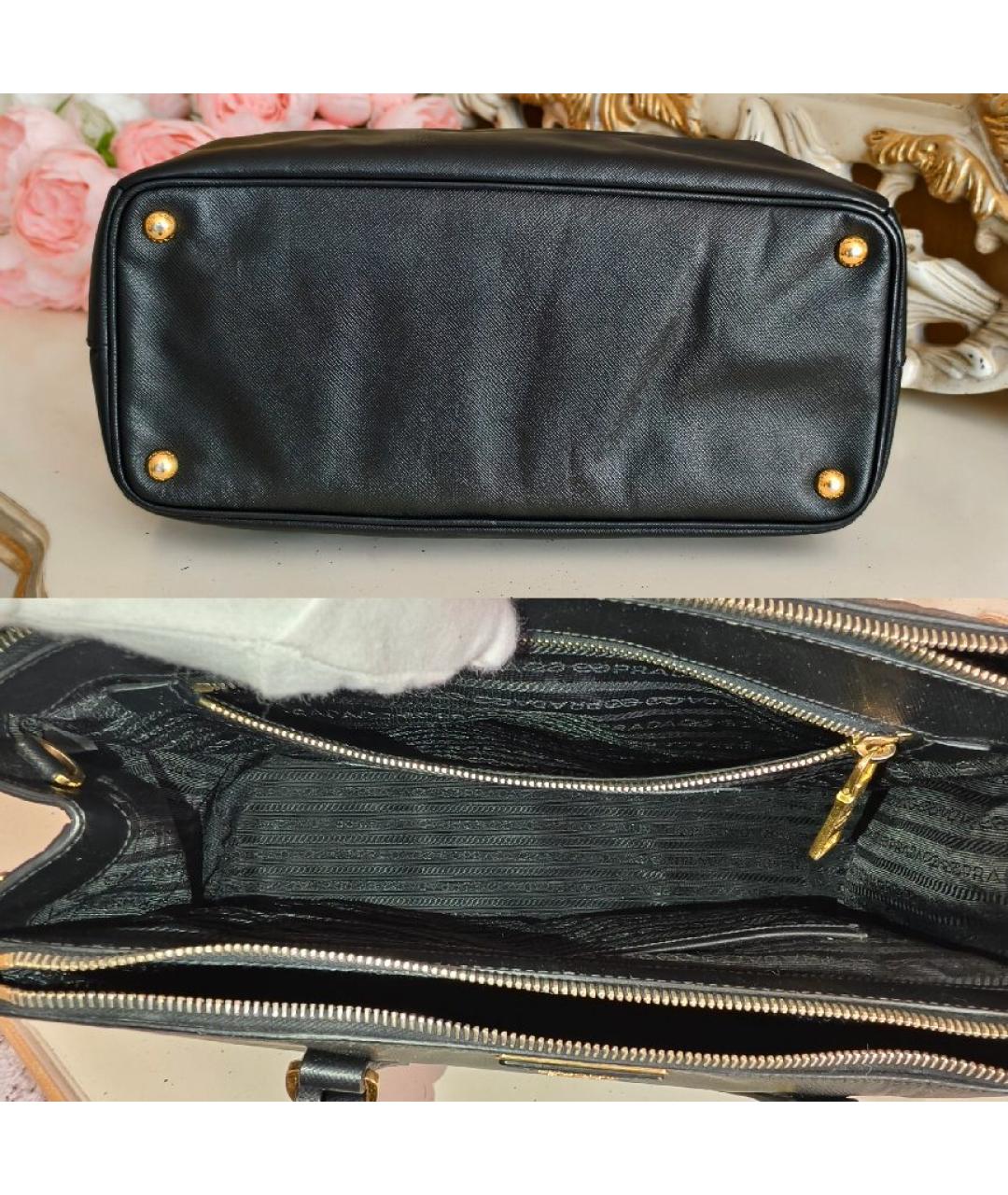 PRADA Черная кожаная сумка тоут, фото 7