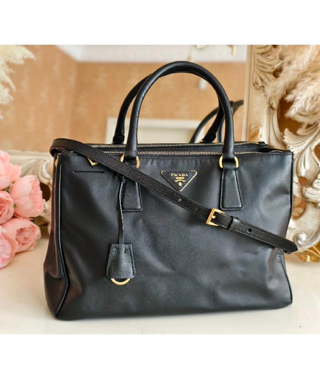 PRADA Черная кожаная сумка тоут, фото 2