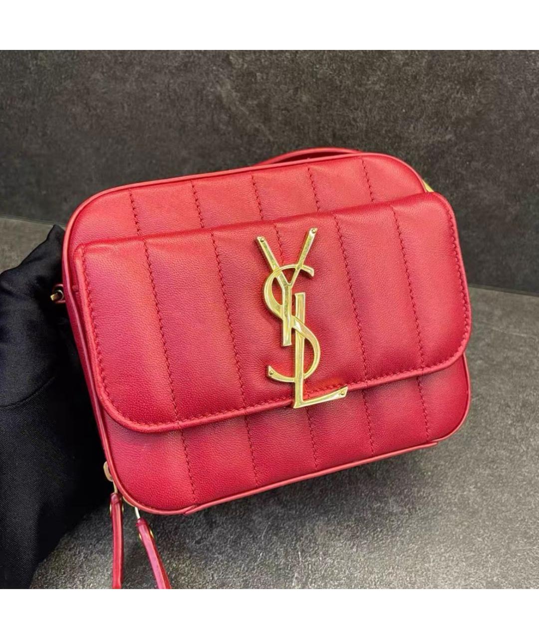 SAINT LAURENT Розовая кожаная сумка через плечо, фото 4