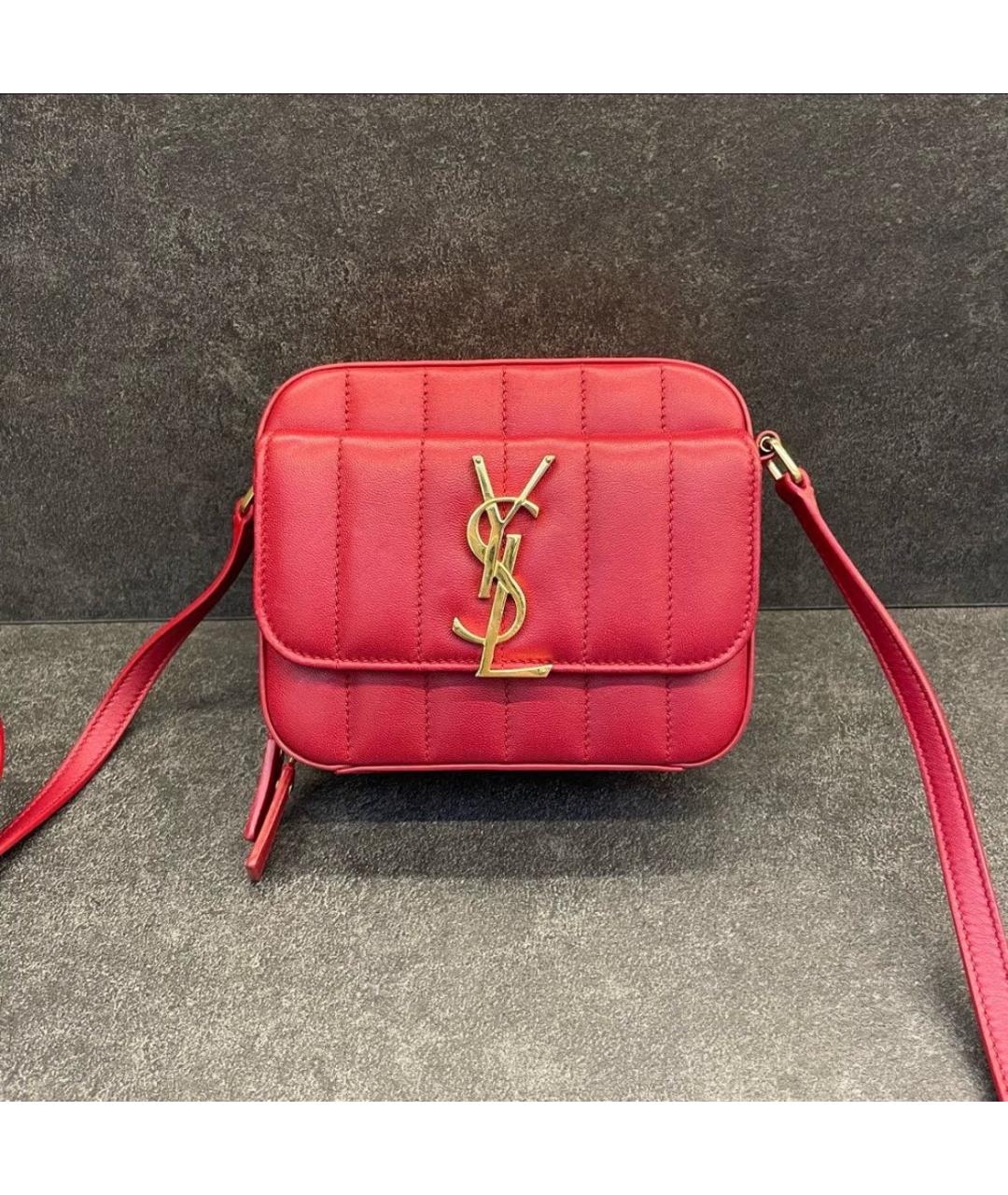SAINT LAURENT Розовая кожаная сумка через плечо, фото 7