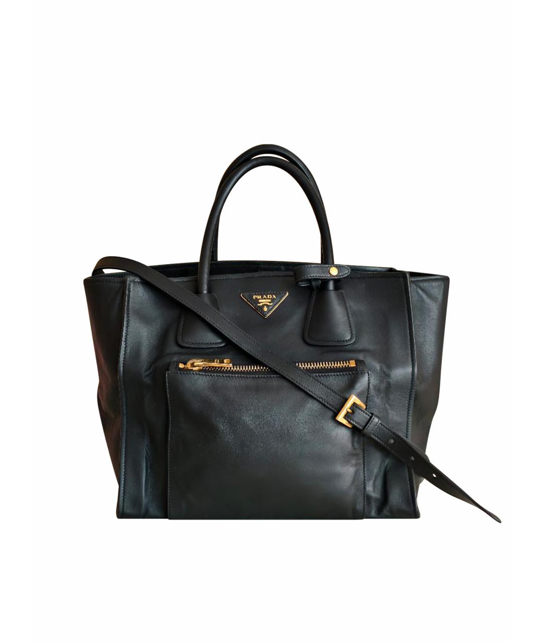 PRADA Черная кожаная сумка тоут, фото 1